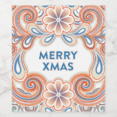 Retro-Stil Frohe Weihnachten Weinetikett (Einzelnes Label)