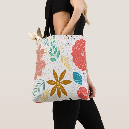 Retro Stil Frühlingsblumen Tasche (Von Nahem)