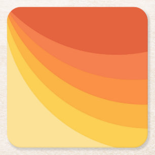 Retro-Stil gelbe und orange Sonnenstrahlen Design Rechteckiger Pappuntersetzer