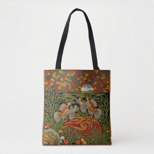 Retro-Stil grüner Teppich Exotische Vögel Tasche (Vorderseite)
