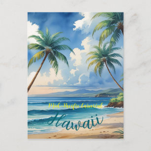 Retro-Stil Hawaiian Reise Honolulu Blauer Ozean Feiertagspostkarte