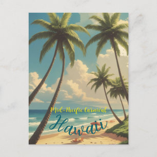 Retro-Stil Hawaiian Reise Honolulu Blauer Ozean Feiertagspostkarte
