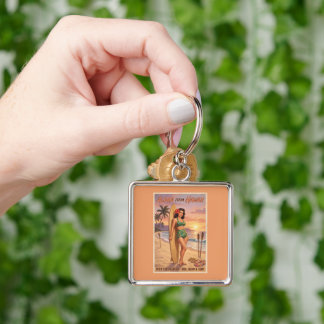Retro-Stil Hawaiianische Frau Pin Up Schlüsselanhänger