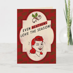 Retro-Stil-Heiden-Weihnachtskarte Feiertagskarte
