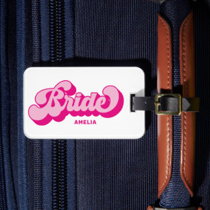 Retro-Stil Heißrosa Braut Junggesellinnenabschied  Gepäckanhänger