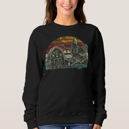 Retro-Stil Hühner Bauer Vintage Landtiere Sweatshirt (Vorderseite)