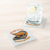 Retro-Stil, immer in Vogue Glasuntersetzer (Schrägansicht)