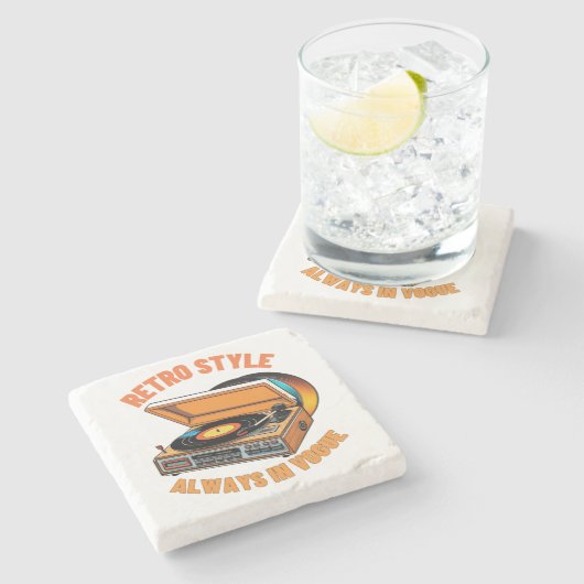 Retro-Stil, immer in Vogue Steinuntersetzer (Seitenansicht)