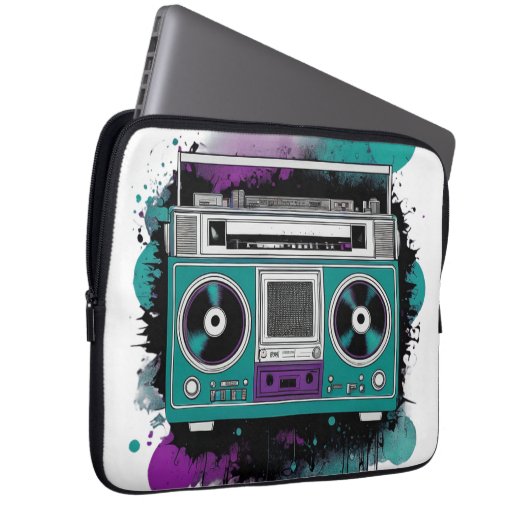 Retro-Stil in Städten: Getto Blaster Laptopschutzhülle (Vorne Rechts)