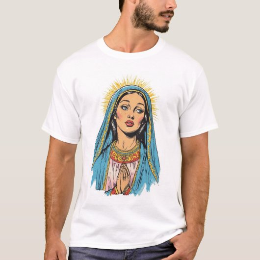 Retro-Stil Jungfrau-Maria-Männer-T-Shirt T-Shirt (Vorderseite)