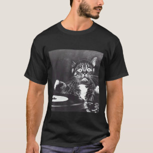 Retro-Stil-Katze-DJ mit Kopfhörern T-Shirt