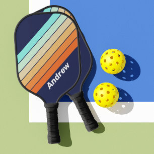 Retro-Stil Klassische Streifen mit Namen Pickleball Schläger