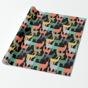 Retro-Stil Lama Muster Vintag Alpaca Rosa Geschenkpapier