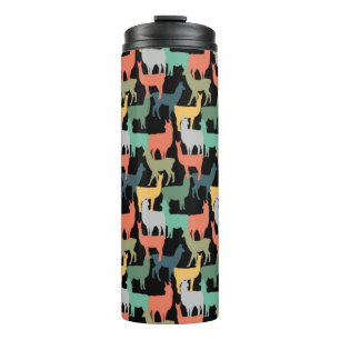 Retro-Stil-Lama-Muster Vintage-Alpaka-Rosa Thermosbecher