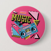 Retro-Stil Musik Boombox-Design Button (Vorderseite)
