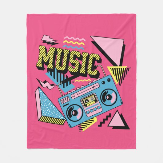 Retro-Stil Musik Boombox-Design Fleecedecke (Vorderseite)