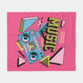 Retro-Stil Musik Boombox-Design Fleecedecke (Vorderseite (Horizontal))