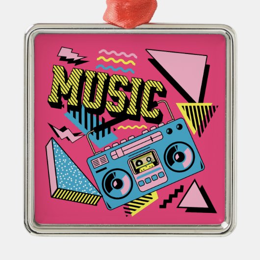 Retro-Stil Musik Boombox-Design Ornament Aus Metall (Vorne)