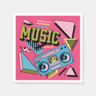Retro-Stil Musik Boombox-Design Serviette
