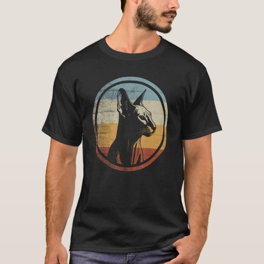 Retro-Stil Peterbald-Katze T-Shirt (Vorderseite)