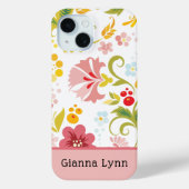 Retro-Stil Pink Florales Monogramm Case-Mate iPhone Hülle (Rückseite)