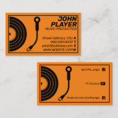 Retro-Stil Plattenspieler orange Visitenkarte (Vorne/Hinten)