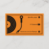 Retro-Stil Plattenspieler orange Visitenkarte (Rückseite)