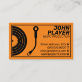 Retro-Stil Plattenspieler orange Visitenkarte (Vorderseite)