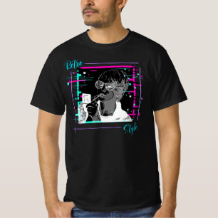 Retro-Stil-Popkultur-Frau-Neon-Kunst T-Shirt