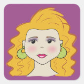 Retro-Stil Quadratischer Aufkleber (Vorderseite)