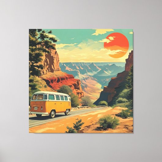 Retro-Stil Reisen ummantelt Canvas Nationalpark Leinwanddruck (Vorderseite)