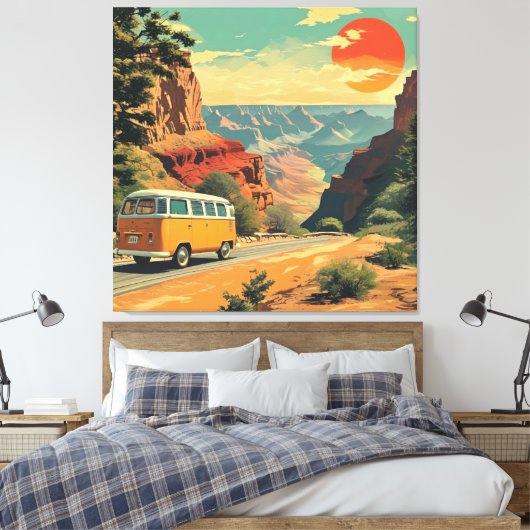 Retro-Stil Reisen ummantelt Canvas Nationalpark Leinwanddruck (Insitu (Schlafzimmer))