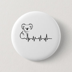 Retro-Stil Retro-Herzschlag Koala-Tiere-Geschenk Button