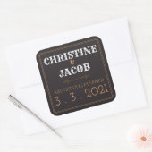 Retro-Stil Save-The-Date Quadratischer Aufkleber (Umschlag)