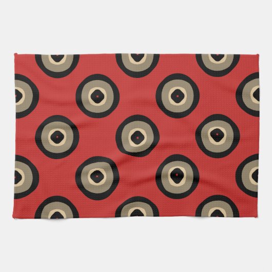 Retro-Stil - Schwarz-rotes Muster Geschirrtuch (Horizontal)