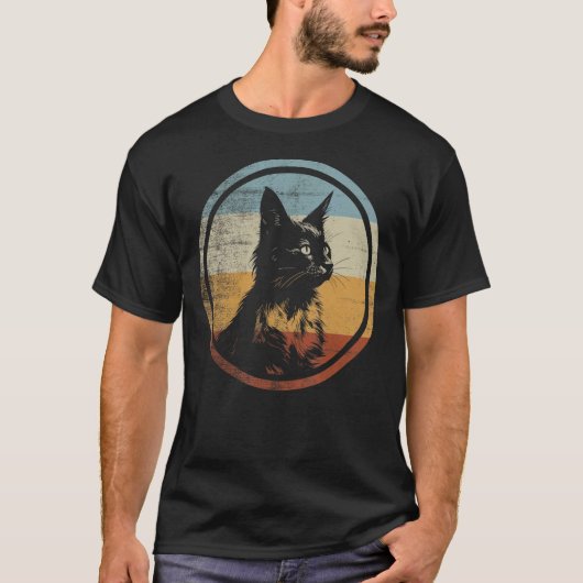 Retro-Stil Somali-Katze T-Shirt (Vorderseite)