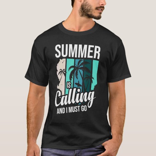 Retro-Stil Sommer ruft und ich muss Surfin gehen T-Shirt (Vorderseite)