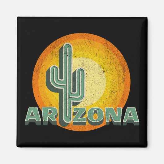 Retro-Stil Sonnenuntergang mit Arizona Textdesign Magnet (Vorne)