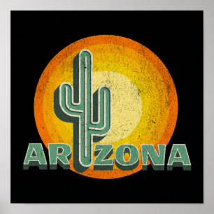 Retro-Stil Sonnenuntergang mit Arizona Textdesign Poster