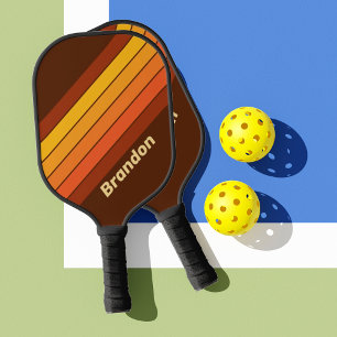 Retro-Stil Streifen mit Namen Pickleball Schläger