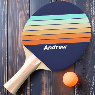 Retro-Stil Streifen mit Namen Tischtennis Schläger