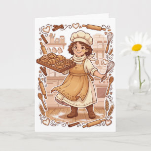 Retro-Stil Süße Gebäck-Köchin Back-Illustration Karte