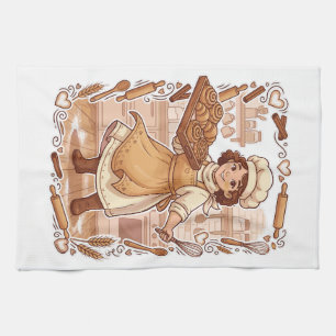 Retro-Stil Süße Konditorei Bäckerei Illustration Geschirrtuch