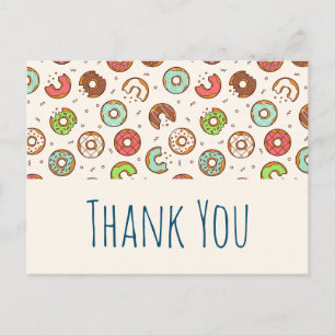 Retro-Stil Süßes Farbiger Donut-Muster Danke Postkarte
