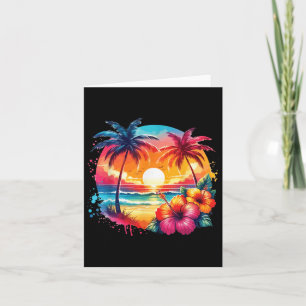 Retro-Stil Tropischer Vintage-Sonnenuntergang Stra Karte
