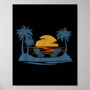 Retro-Stil Tropischer Vintage-Sonnenuntergang Stra Poster