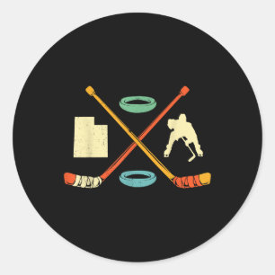 Retro-Stil Utah Eishockeyspieler-Geschenk Feldteam Runder Aufkleber