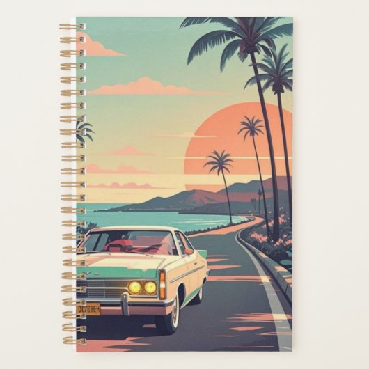 Retro-Stil Vintage Auto auf Strandpromenade Planer (Vorderseite)