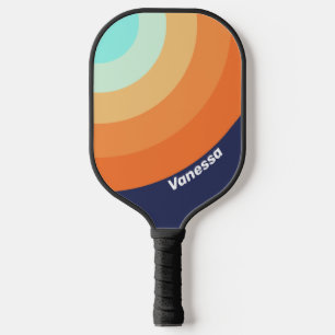 Retro-Stil Vintage glatter Kreis mit Streifen und  Pickleball Schläger