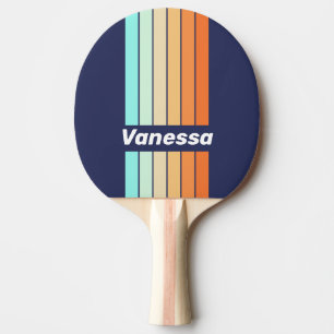 Retro Stil Vintage Pin Streifen mit Namen Tischtennis Schläger